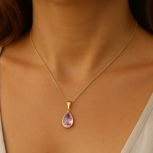 Cargar imagen en el visor de la galería, COLLAR GOTA AMATISTA AGUA ENCHAPADO EN ORO