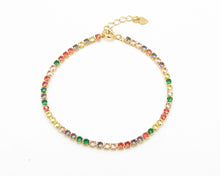 Cargar imagen en el visor de la galería, PULSERA TENNIS DE COLORES ENCHAPADA EN ORO