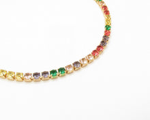 Cargar imagen en el visor de la galería, PULSERA TENNIS DE COLORES ENCHAPADA EN ORO