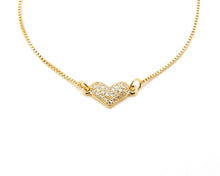 Cargar imagen en el visor de la galería, PULSERA CORAZÓN DE CIRCONES ENCHAPADA EN ORO
