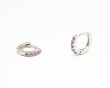 Cargar imagen en el visor de la galería, MINI ARGOLLAS CIRCON MORADO AGUA 11 MM