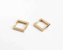 Cargar imagen en el visor de la galería, ARGOLLAS CUADRADAS & CIRCONES ENCHAPADO EN ORO