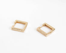 Cargar imagen en el visor de la galería, ARGOLLAS CUADRADAS & CIRCONES ENCHAPADO EN ORO