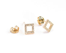 Cargar imagen en el visor de la galería, AROS CUADRADO DE CIRCONES ENCHAPADOS EN ORO 18K