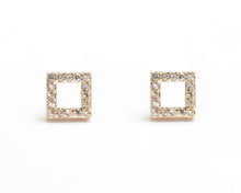 Cargar imagen en el visor de la galería, AROS CUADRADO DE CIRCONES ENCHAPADOS EN ORO 18K