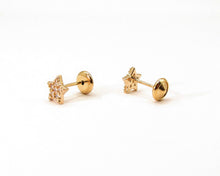 Cargar imagen en el visor de la galería, ABRIDORES ESTRELLA CIRCONES ENCHAPADO EN ORO