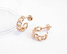 Cargar imagen en el visor de la galería, ARGOLLAS CADENA GRUESA ENCHAPADAS EN ORO