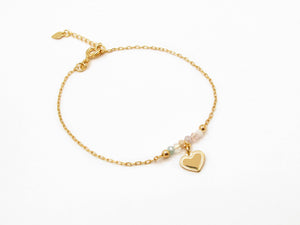 PULSERA CORAZÓN COLOR ENCHAPADA EN ORO