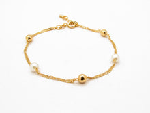 Cargar imagen en el visor de la galería, PULSERA PERLA &amp; ESFERAS ENCHAPADO EN ORO
