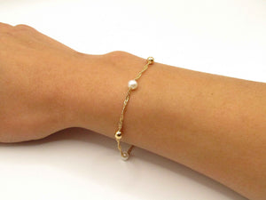 PULSERA PERLA & ESFERAS ENCHAPADO EN ORO