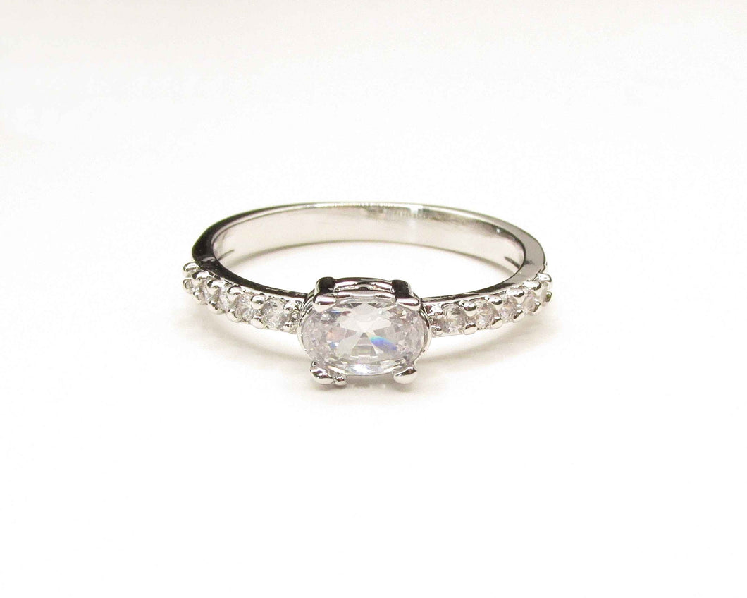 ANILLO HALO ENCHAPADO EN ORO BLANCO
