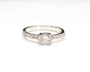 ANILLO HALO ENCHAPADO EN ORO BLANCO