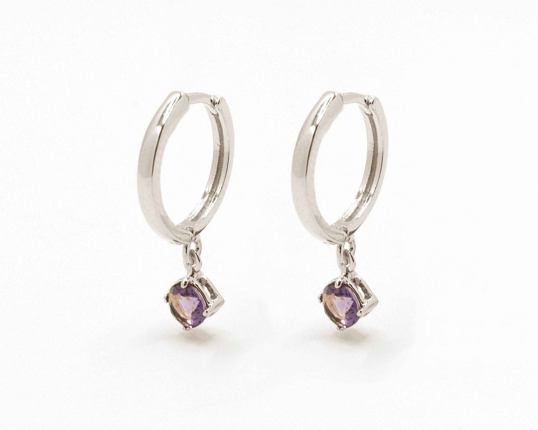 ARGOLLAS MALIA MORADO ENCHAPADO EN ORO BLANCO 15 MM