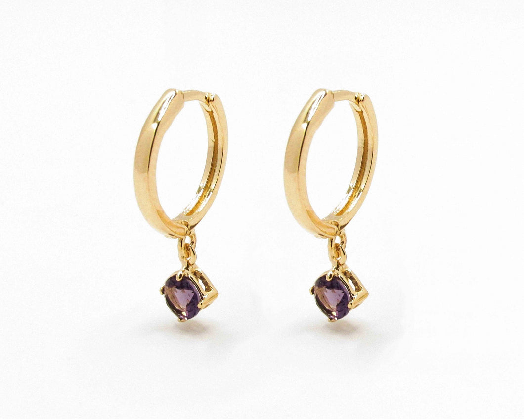 ARGOLLAS MALIA MORADO ENCHAPADO EN ORO 15 MM