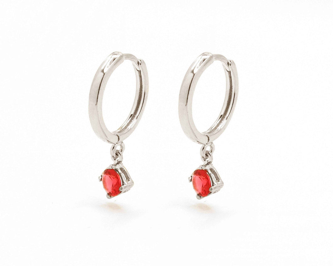 ARGOLLAS MALIA RUBI ENCHAPADO EN ORO BLANCO 15 MM