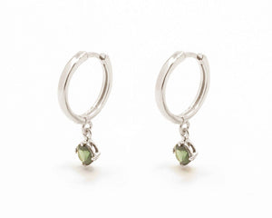ARGOLLAS MALIA VERDE ENCHAPADO EN ORO BLANCO 15 MM