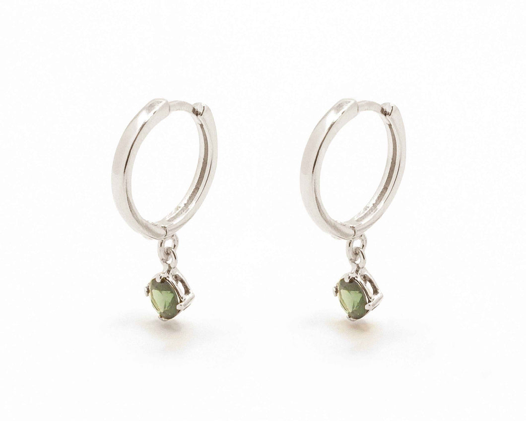ARGOLLAS MALIA VERDE ENCHAPADO EN ORO BLANCO 15 MM