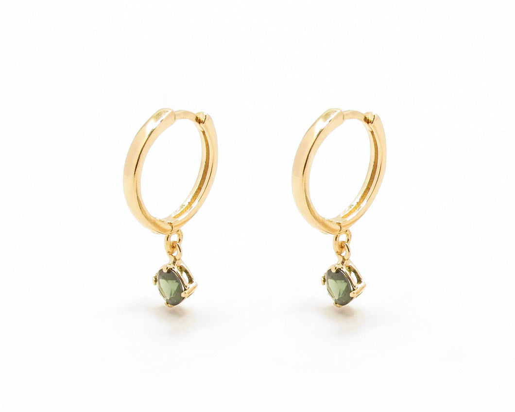 ARGOLLAS MALIA VERDE ENCHAPADO EN ORO 15 MM