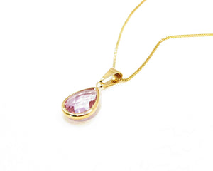 COLLAR GOTA AMATISTA AGUA ENCHAPADO EN ORO