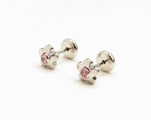 ABRIDORES FLOR PINK ENCHAPADO EN ORO BLANCO