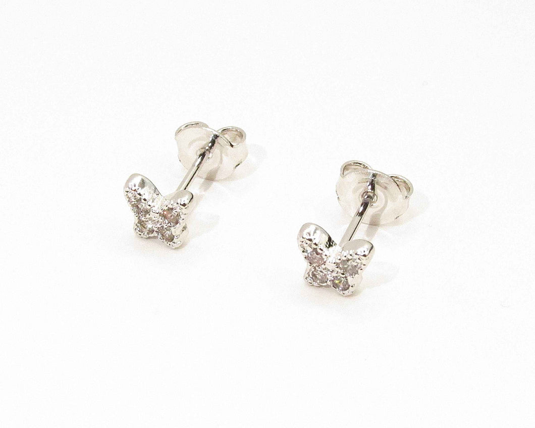 AROS MARIPOSA ENCHAPADO EN ORO BLANCO