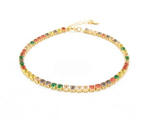 Cargar imagen en el visor de la galería, PULSERA TENNIS DE COLORES ENCHAPADA EN ORO
