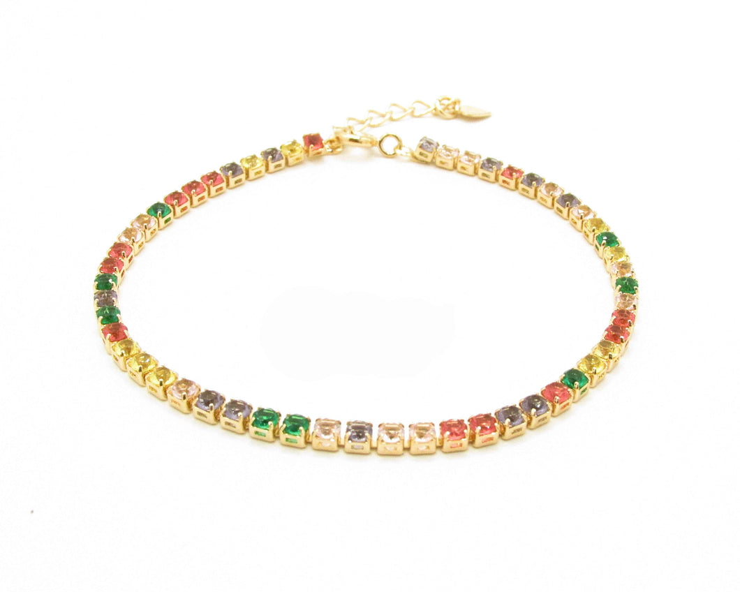 PULSERA TENNIS DE COLORES ENCHAPADA EN ORO