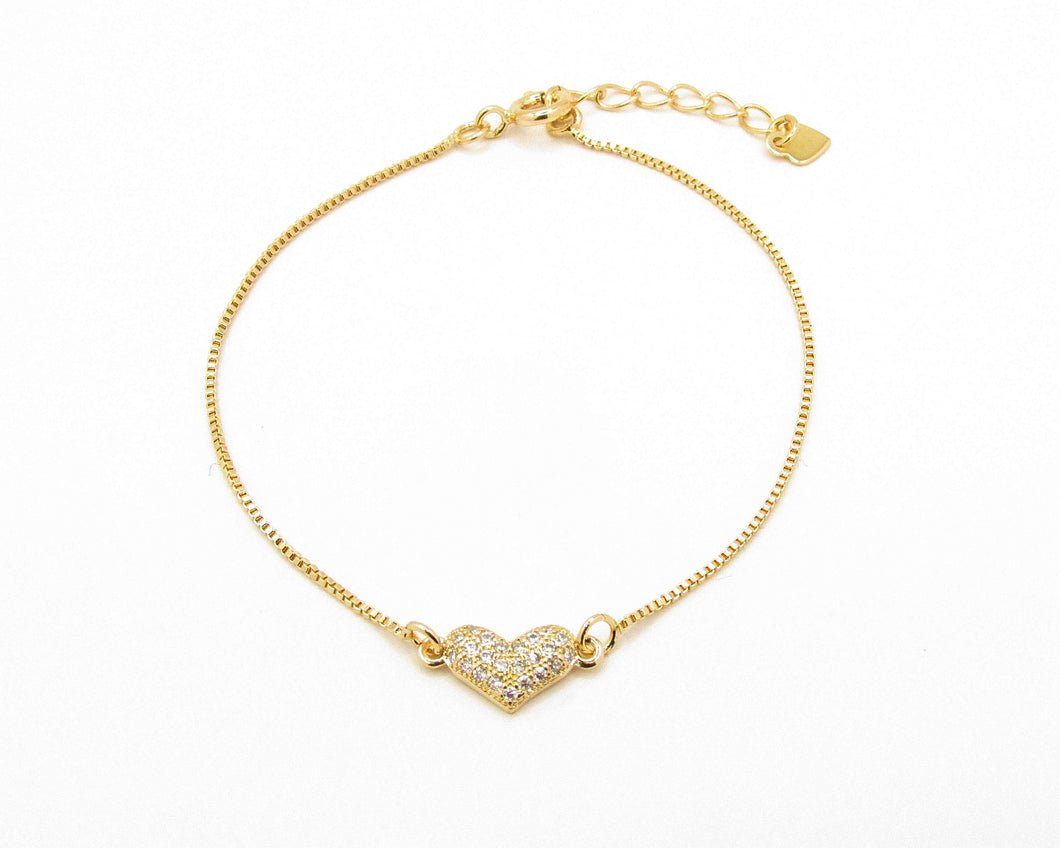 PULSERA CORAZÓN DE CIRCONES ENCHAPADA EN ORO