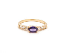 Cargar imagen en el visor de la galería, ANILLO CIRCÓN AMATISTA ENCHAPADO EN ORO
