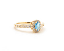 Cargar imagen en el visor de la galería, ANILLO GOTA AGUAMARINA ENCHAPADO EN ORO
