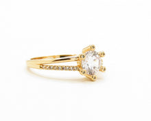 Cargar imagen en el visor de la galería, ANILLO SOLITARIO DOBLE BANDA ENCHAPADO EN ORO
