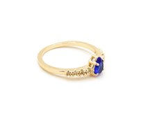 Cargar imagen en el visor de la galería, ANILLO SOLITARIO AZUL ENCHAPADO EN ORO
