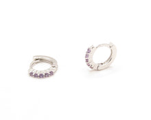 Cargar imagen en el visor de la galería, MINI ARGOLLAS CIRCON MORADO AGUA 11 MM
