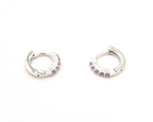 Cargar imagen en el visor de la galería, MINI ARGOLLAS CIRCON MORADO AGUA 11 MM

