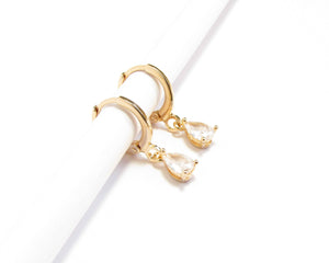 ARGOLLAS GOTA CIRCON ENCHAPADAS EN ORO