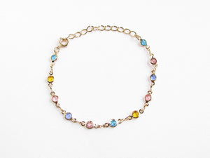 PULSERA CRISTALES DE COLORES ENCHAPADA EN ORO
