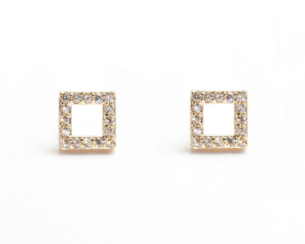 AROS CUADRADO DE CIRCONES ENCHAPADOS EN ORO 18K