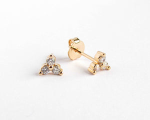 MINI AROS FLOR CIRCONES ENCHAPADOS EN ORO