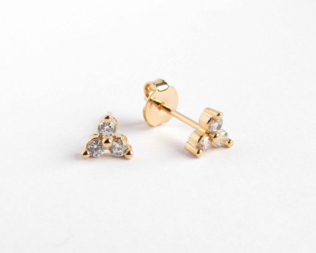 MINI AROS FLOR CIRCONES ENCHAPADOS EN ORO