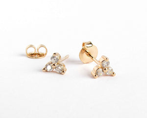 MINI AROS FLOR CIRCONES ENCHAPADOS EN ORO