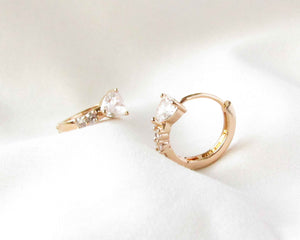 ARGOLLAS CORAZON CIRCON ENCHAPADAS EN ORO
