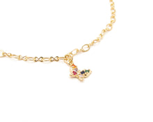 Cargar imagen en el visor de la galería, TOBILLERA MARIPOSA COLORES ENCHAPADA EN ORO 18K
