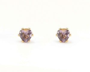 AROS CORAZON AMATISTA ENCHAPADO EN ORO