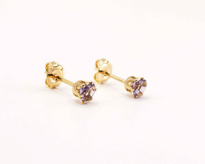 AROS CORAZON AMATISTA ENCHAPADO EN ORO