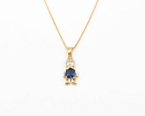 COLLAR NIÑO CIRCON AZUL ENCHAPADO EN ORO