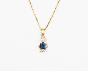 COLLAR NIÑO CIRCON AZUL ENCHAPADO EN ORO