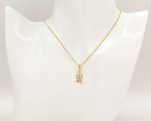COLLAR NIÑA CIRCON ROSA ENCHAPADO EN ORO