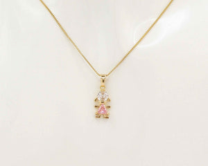 COLLAR NIÑA CIRCON ROSA ENCHAPADO EN ORO