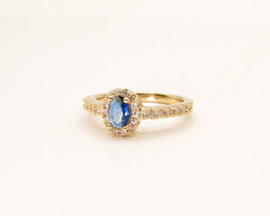 ANILLO LADY DI SAFIRO ENCHAPADO EN ORO