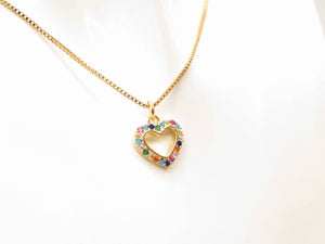COLLAR CORAZÓN COLORES ENCHAPADO EN ORO